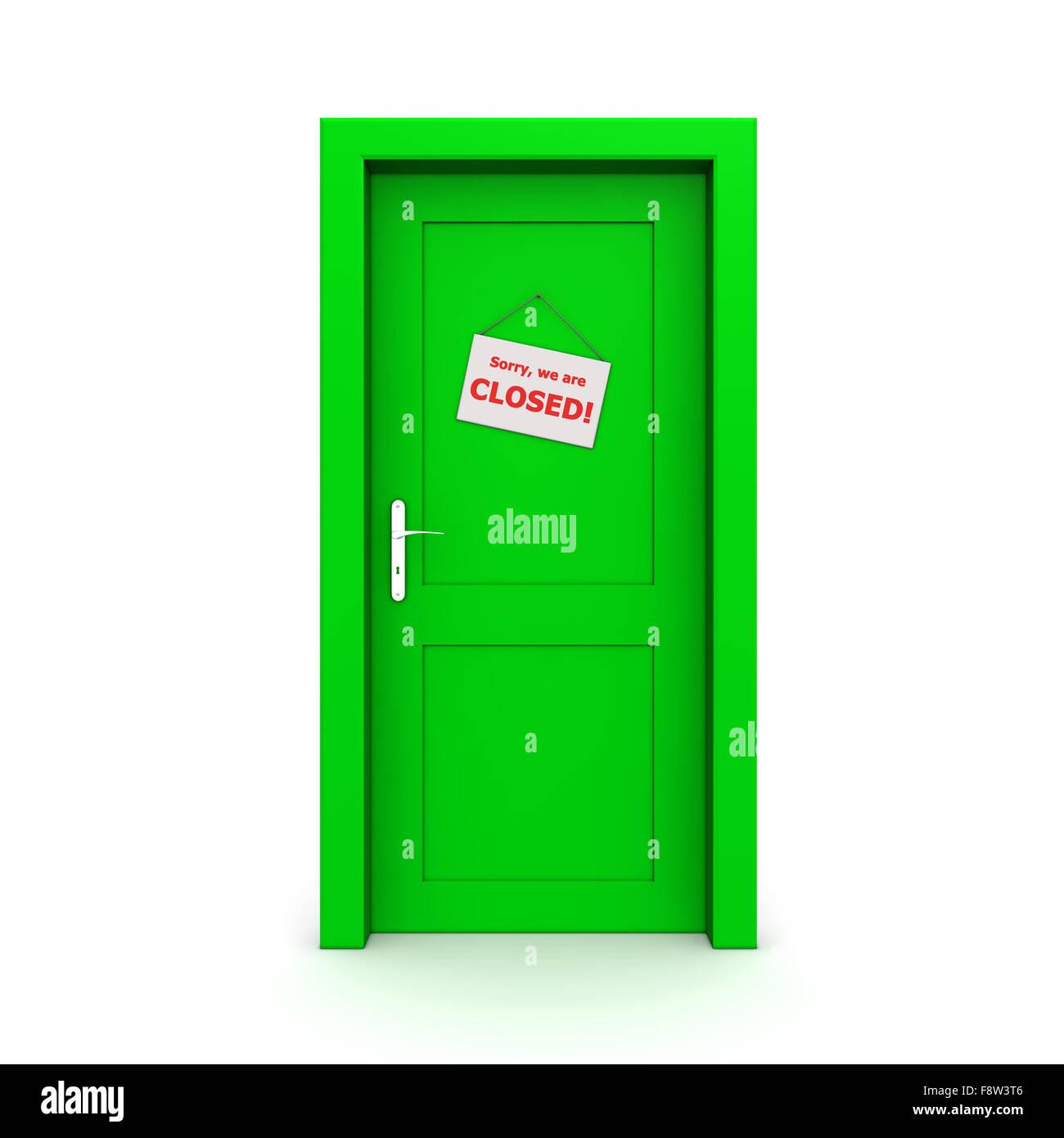 Closed Green Door With Door Sign Stock Photo Alamy