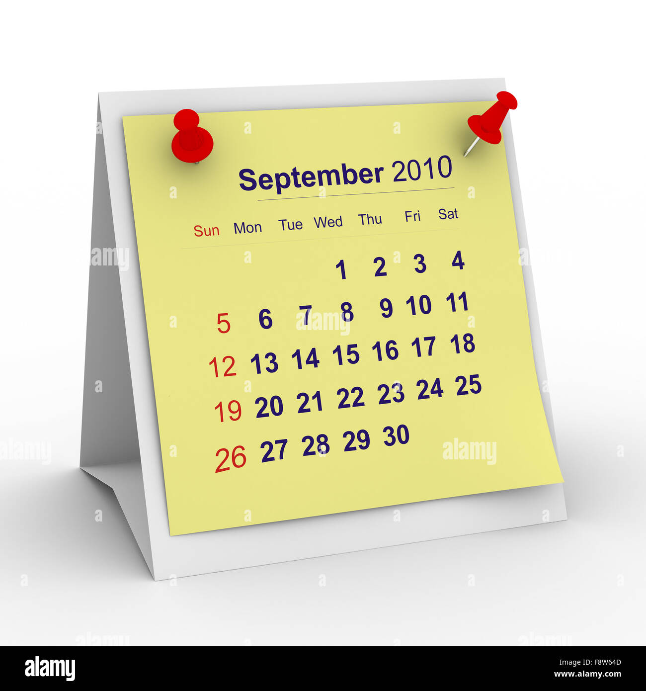 2010 year calendar. September. Isolated 3D image Stock Photo - Alamy