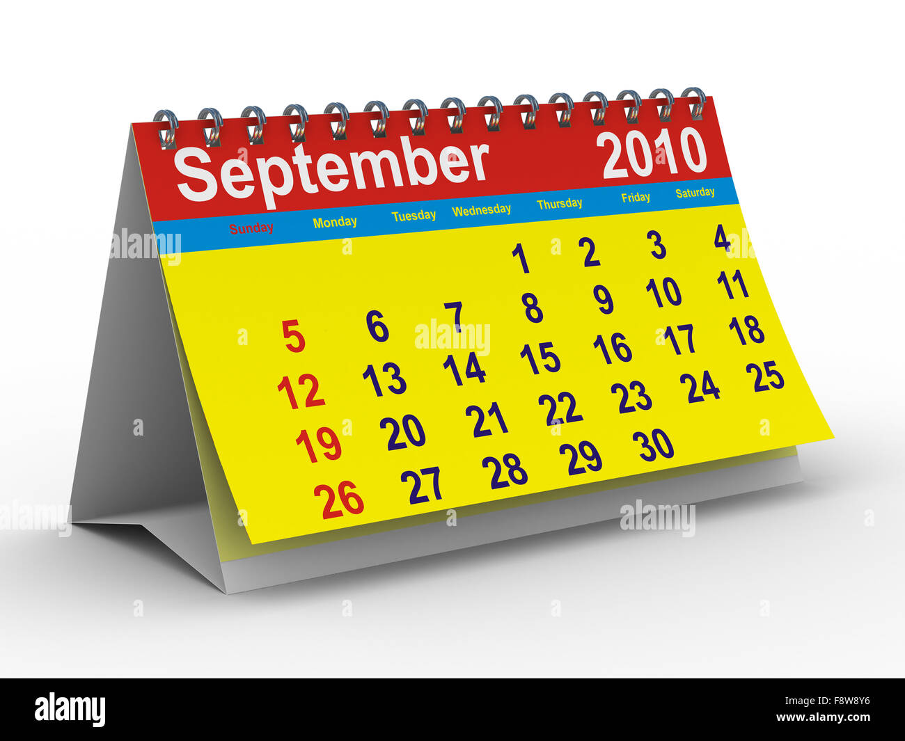 2010 year calendar. September. Isolated 3D image Stock Photo - Alamy