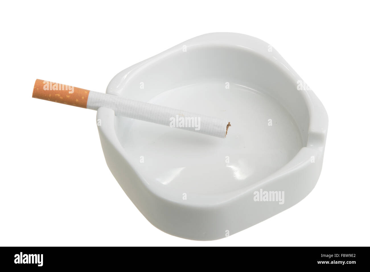 White ashtray with cigarette Stock Photo - Alamy