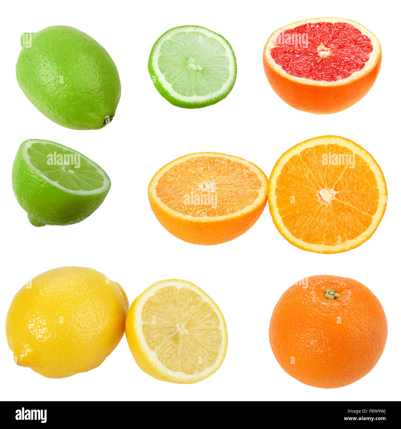Set of citrus fruits Stock Photo Alamy