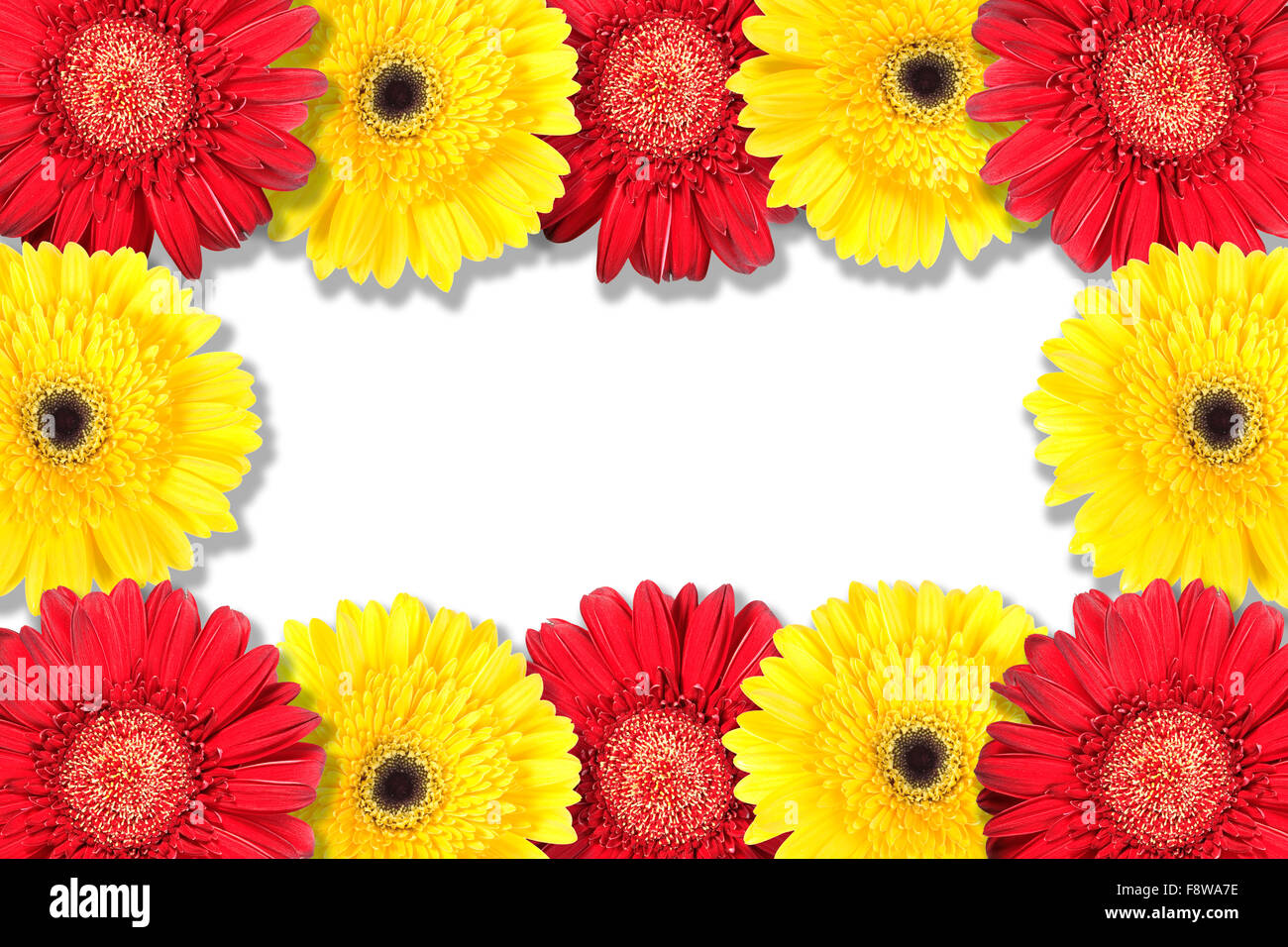 Abstract frame with yellow and red flowers Stock Photo