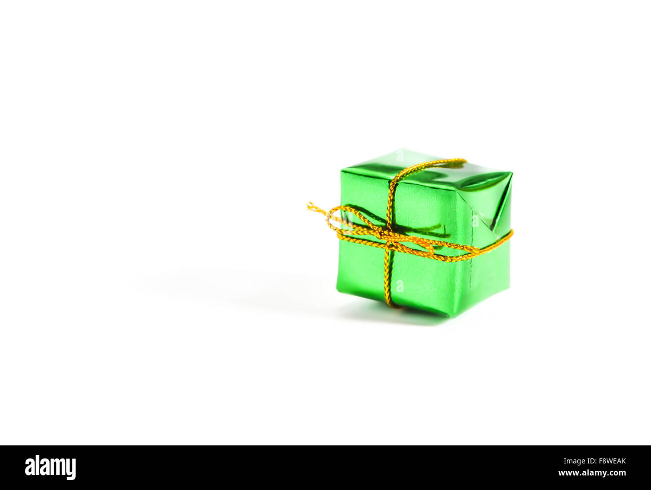 green color gift box on white background Stock Photo