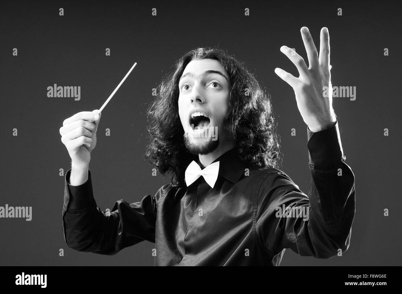 Music concept with passionate conductor Stock Photo