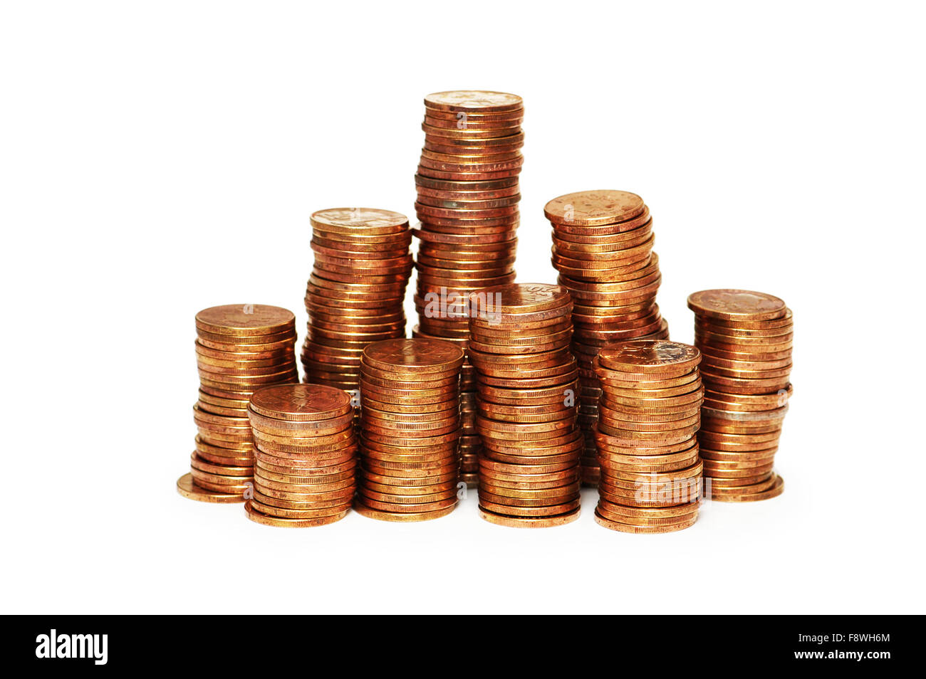 Golden coins isolated on the white background Stock Photo - Alamy