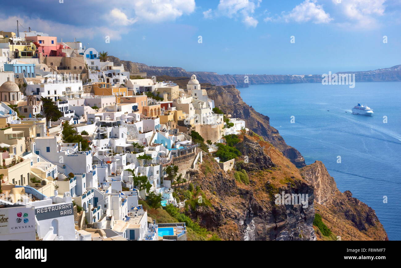 Thira Town Capital City Of Santorini Village Situated On The Cliff Santorini Island Cyclades Greece Stock Photo Alamy