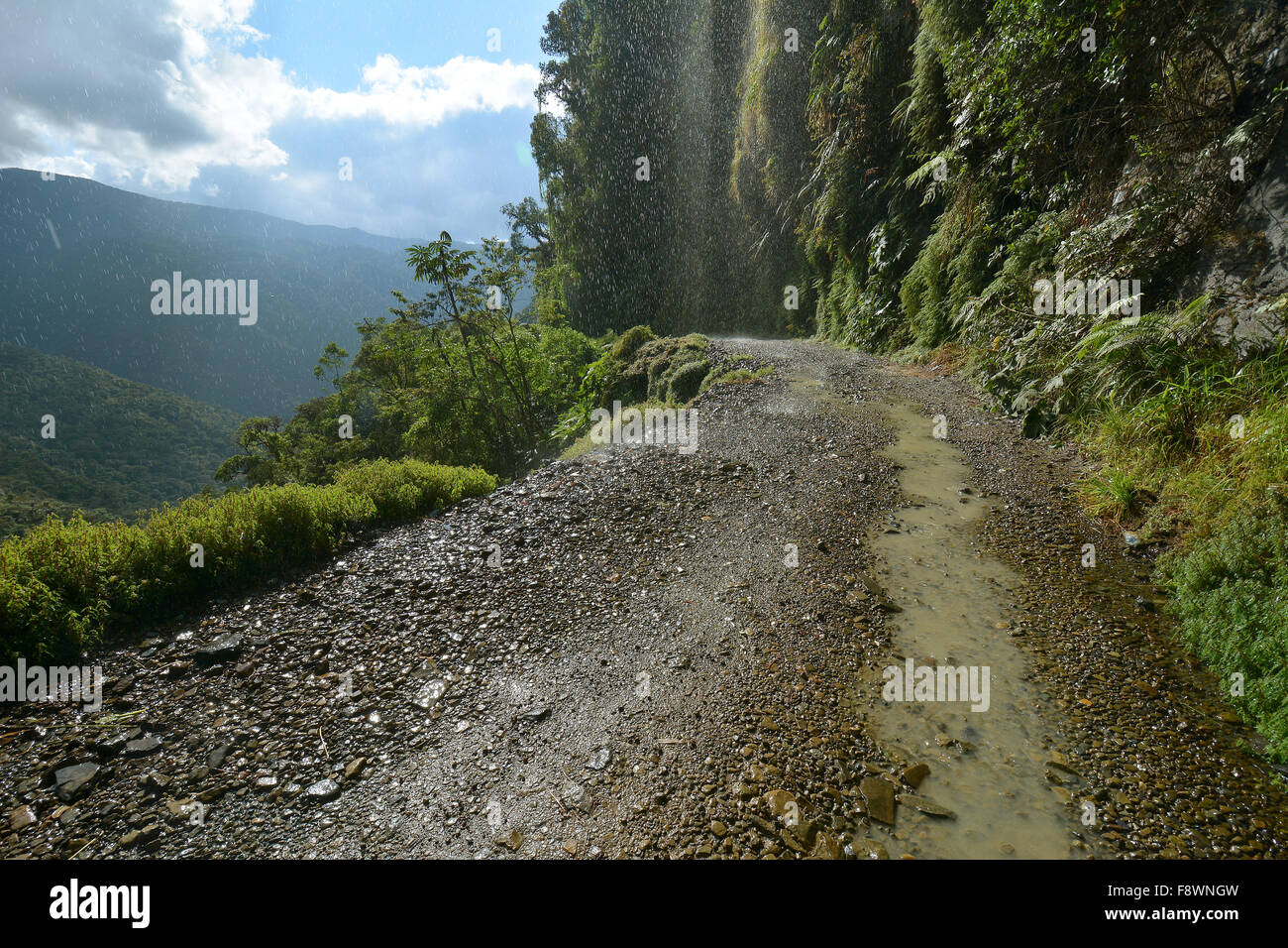 Death road, Camino de la Muerte, Yungas road between La Paz and Coroico, Bolivia Stock Photo