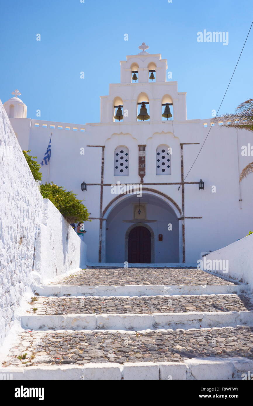 Santorini - Cyclades Islands, Greece, Church Theotokaki in Pyrgos Stock Photo