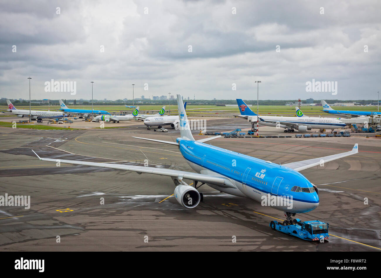 AMSTERDAM - JUNE 23, 2013: Amsterdam Airport Schiphol, the main international airport of the Netherlands. Schiphol is an important European airport, ranking as 4th busiest by passenger traffic in 2012 Stock Photo