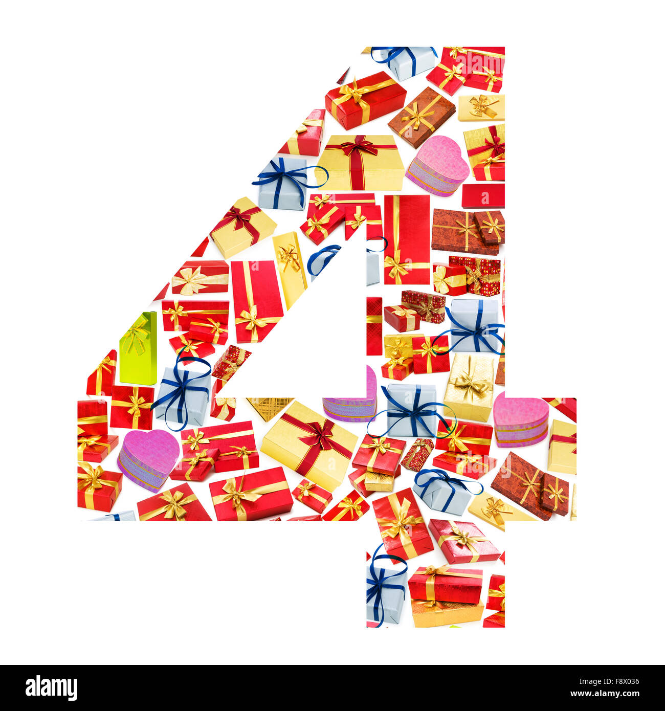 Number made from giftboxes on white Stock Photo - Alamy
