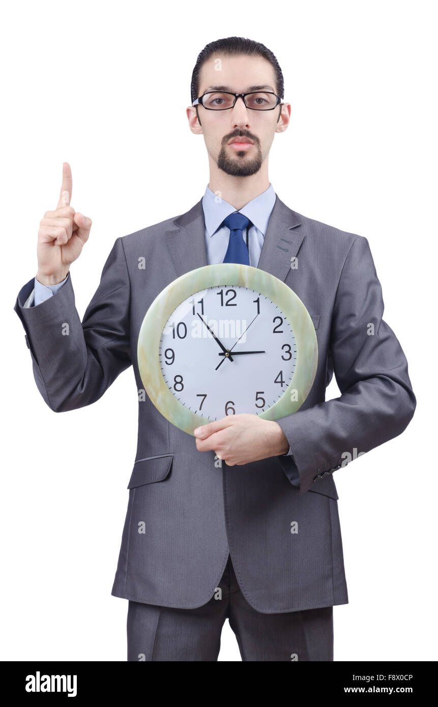 Man Hand Clock Man with clock isolated on white Stock Photo - Alamy