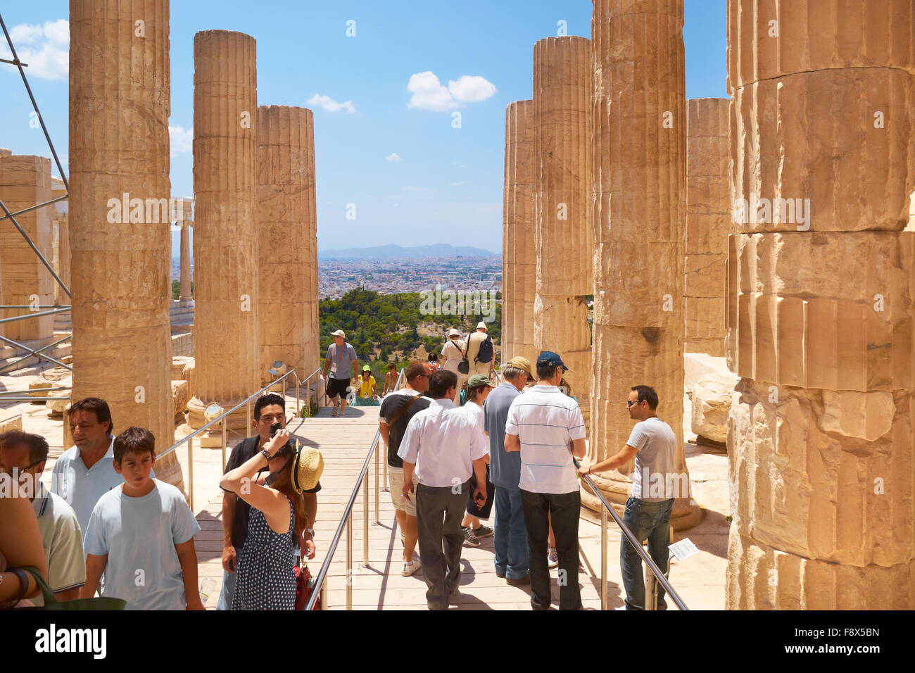 Athens - Acropolis, passage through the Propylaea, Greece Stock Photo