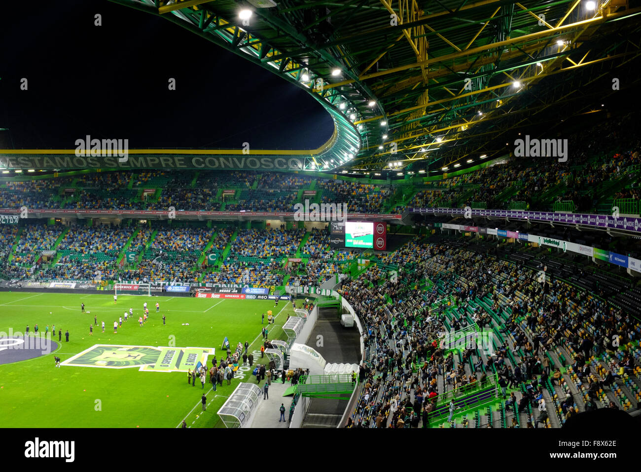 Football match from the portuguese first league, Sporting Clube de Portugal playing in Estádio José Alvalade XXI in Lisbon Stock Photo