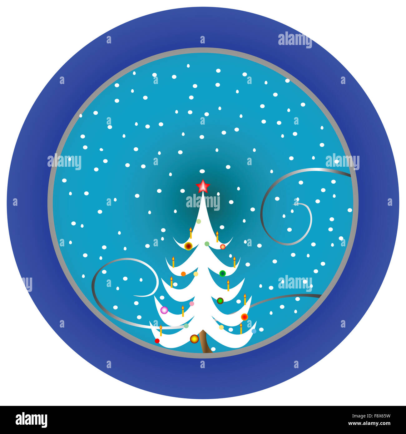 christmas tree blue medallion Stock Photo