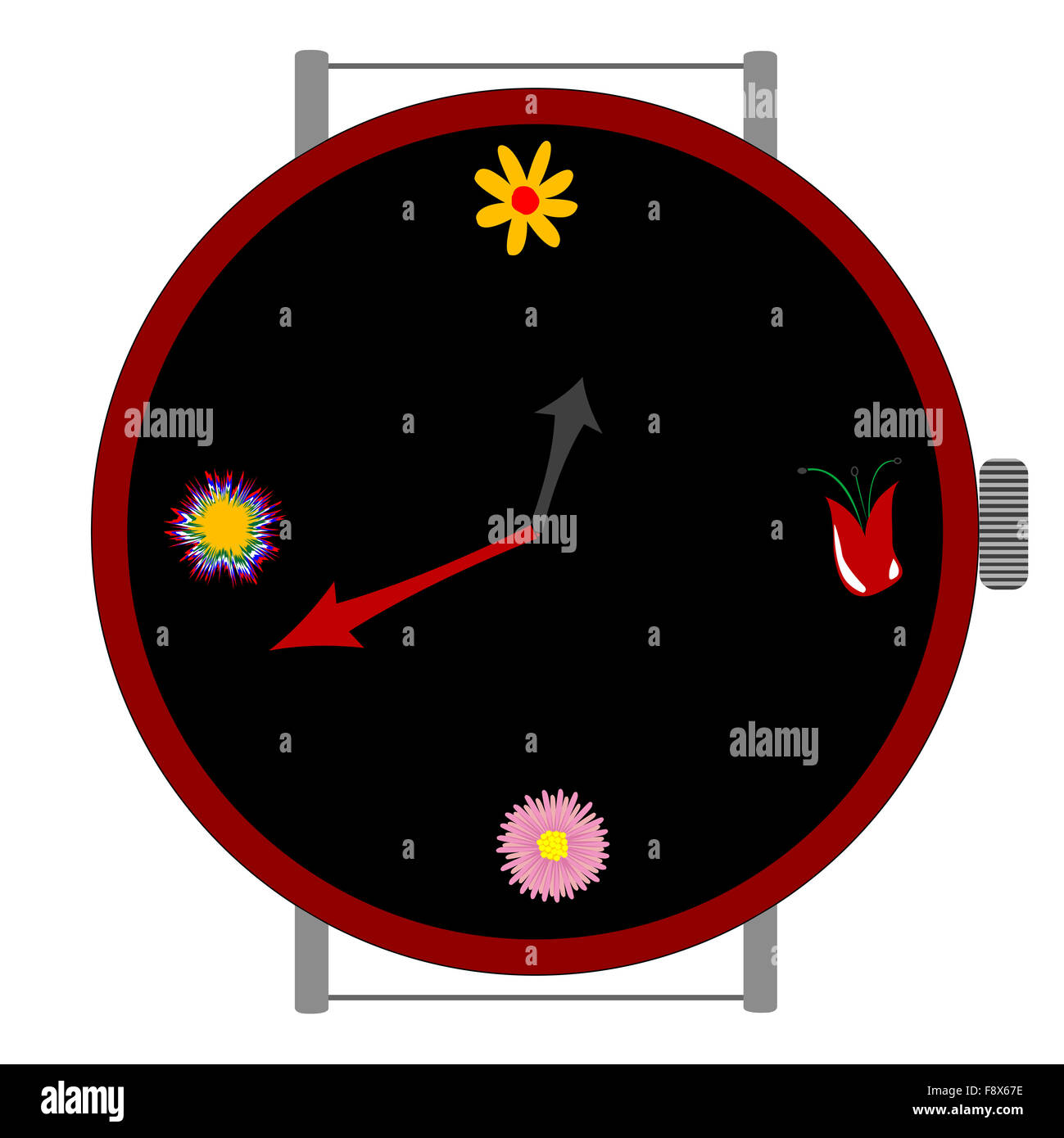 clock with flowers Stock Photo - Alamy