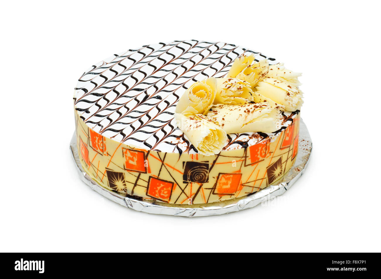 Birthday cake isolated on the white background Stock Photo - Alamy