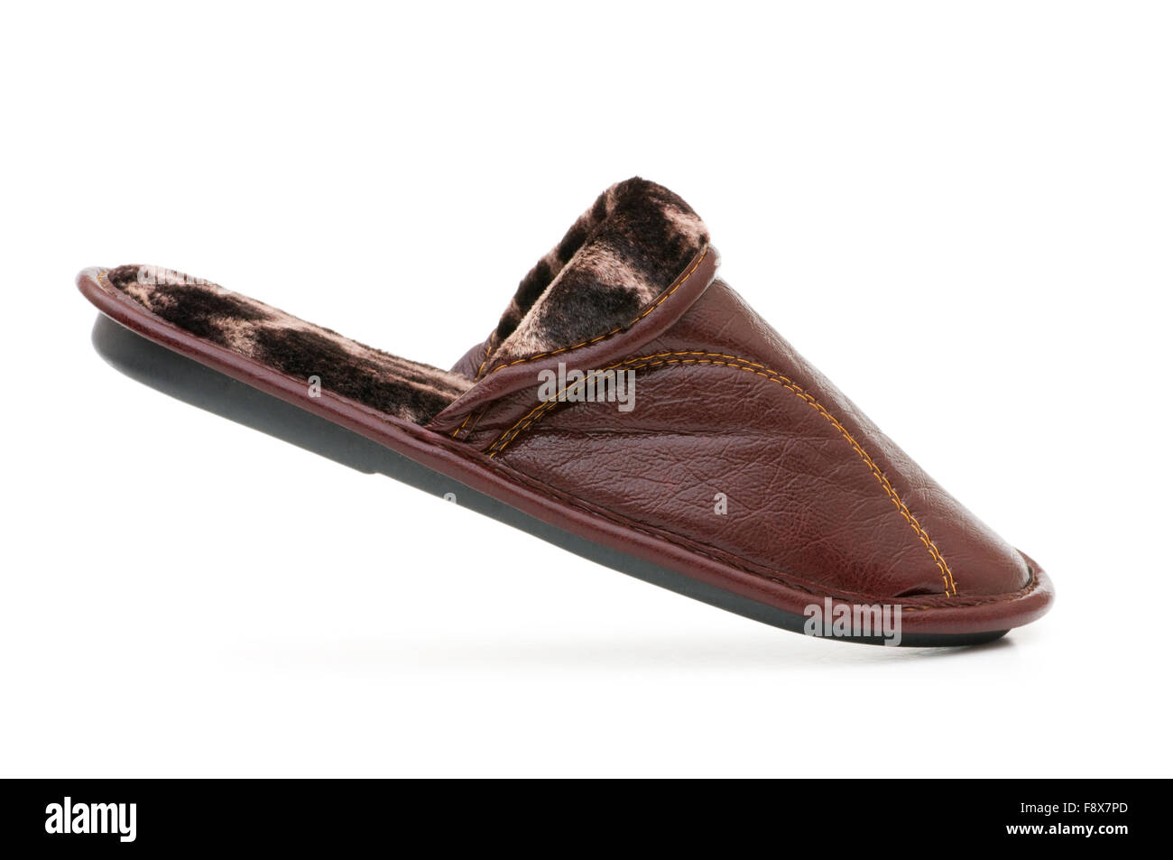 Leather slippers isolated on the white background Stock Photo - Alamy