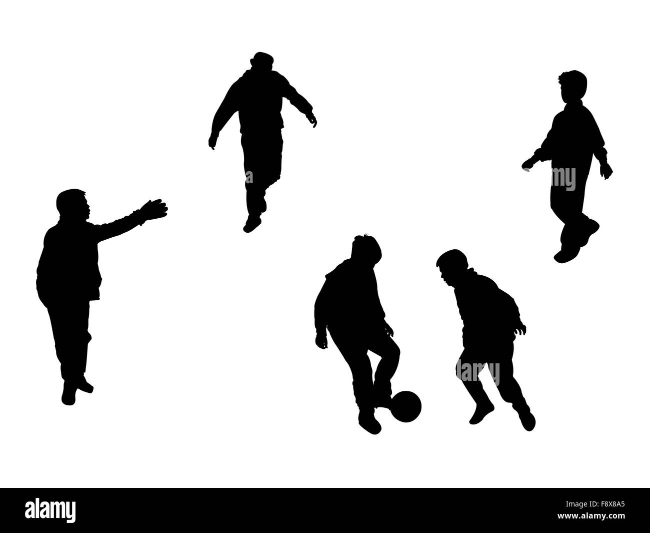 football players silhouettes Stock Photo