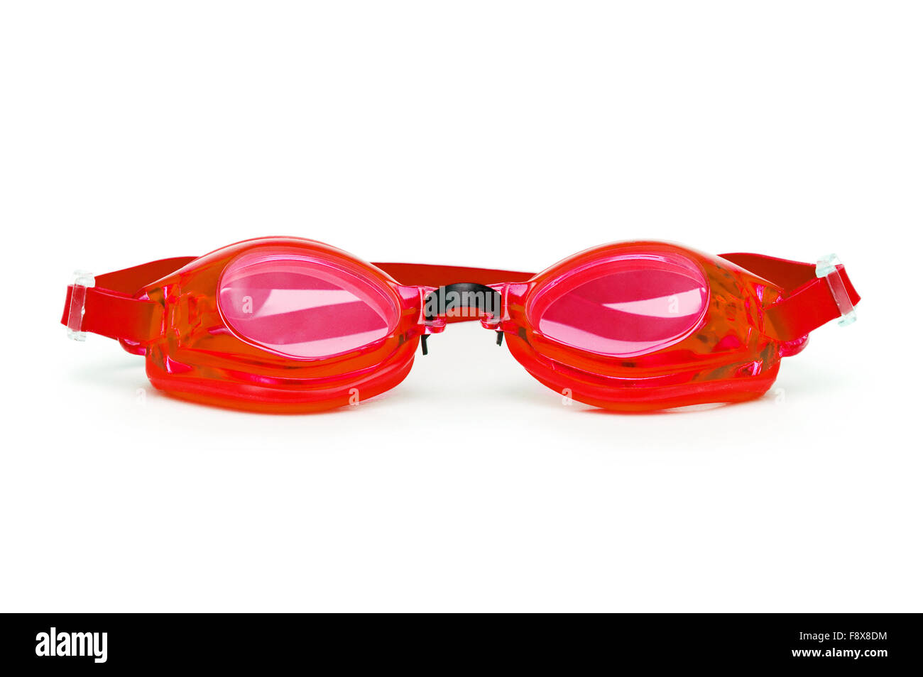 red swimming goggles