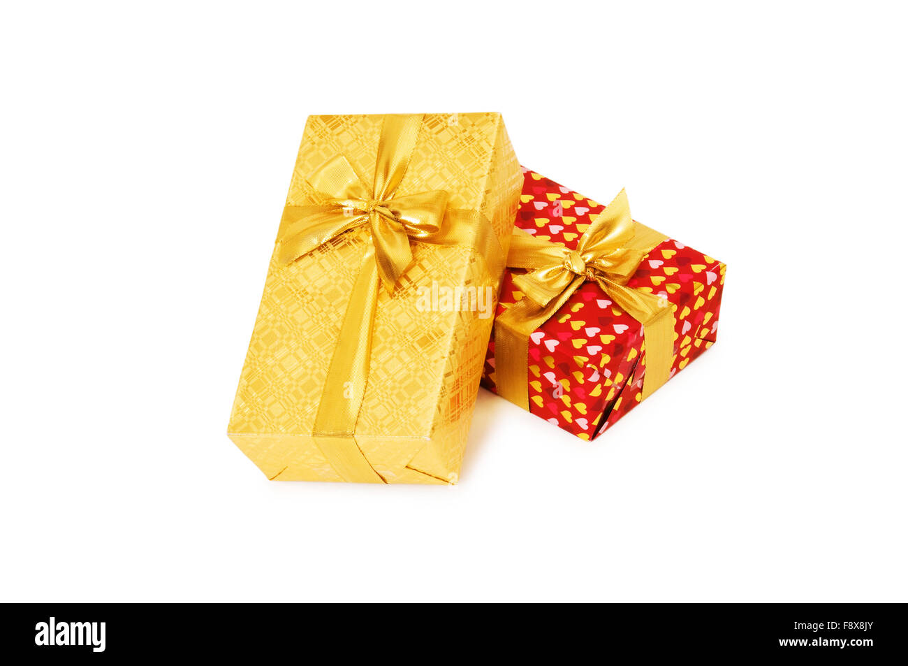Gift boxes isolated on the white background Stock Photo - Alamy