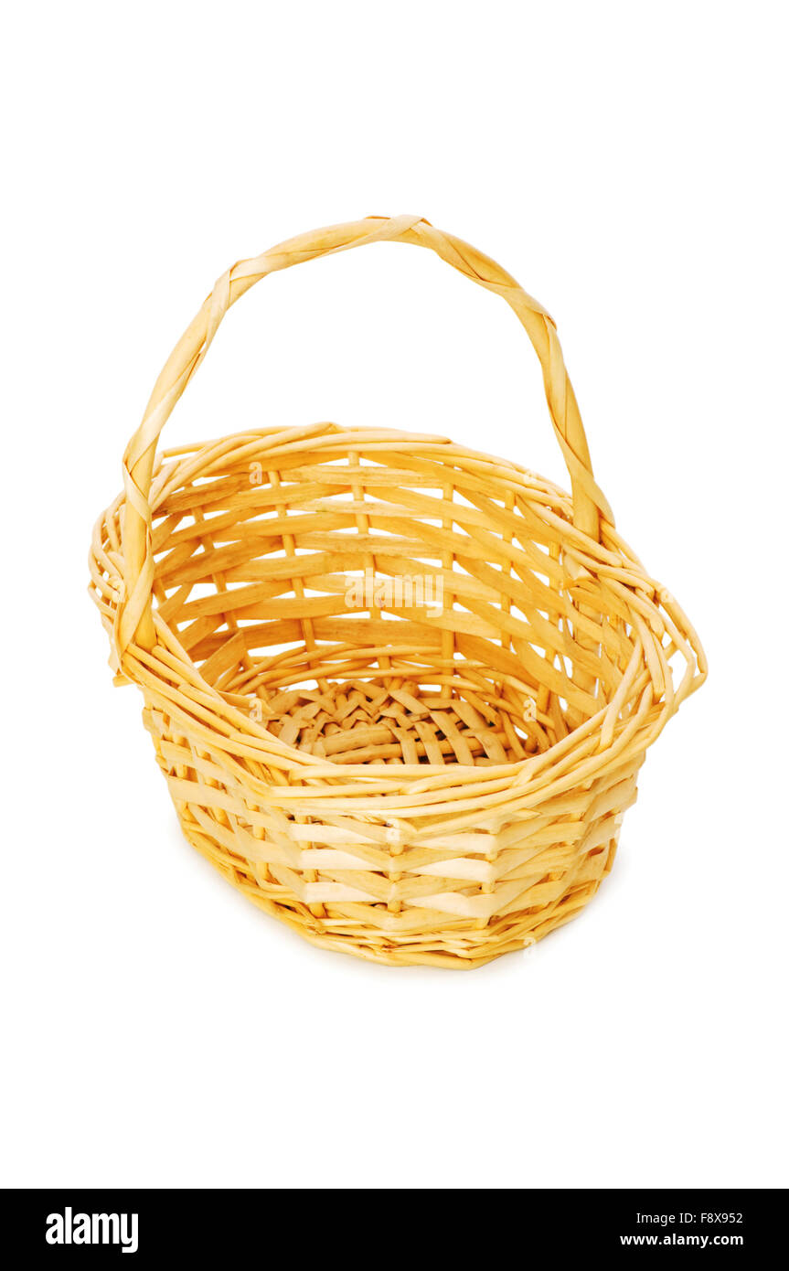 Woven basket isolated on the white background Stock Photo - Alamy