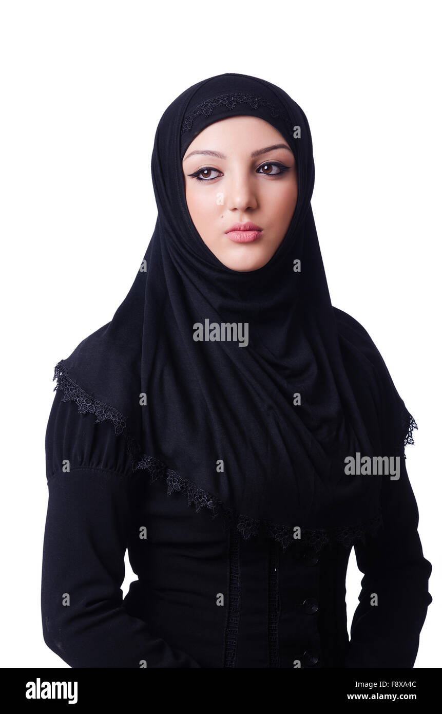 Muslim young woman wearing hijab on white Stock Photo - Alamy
