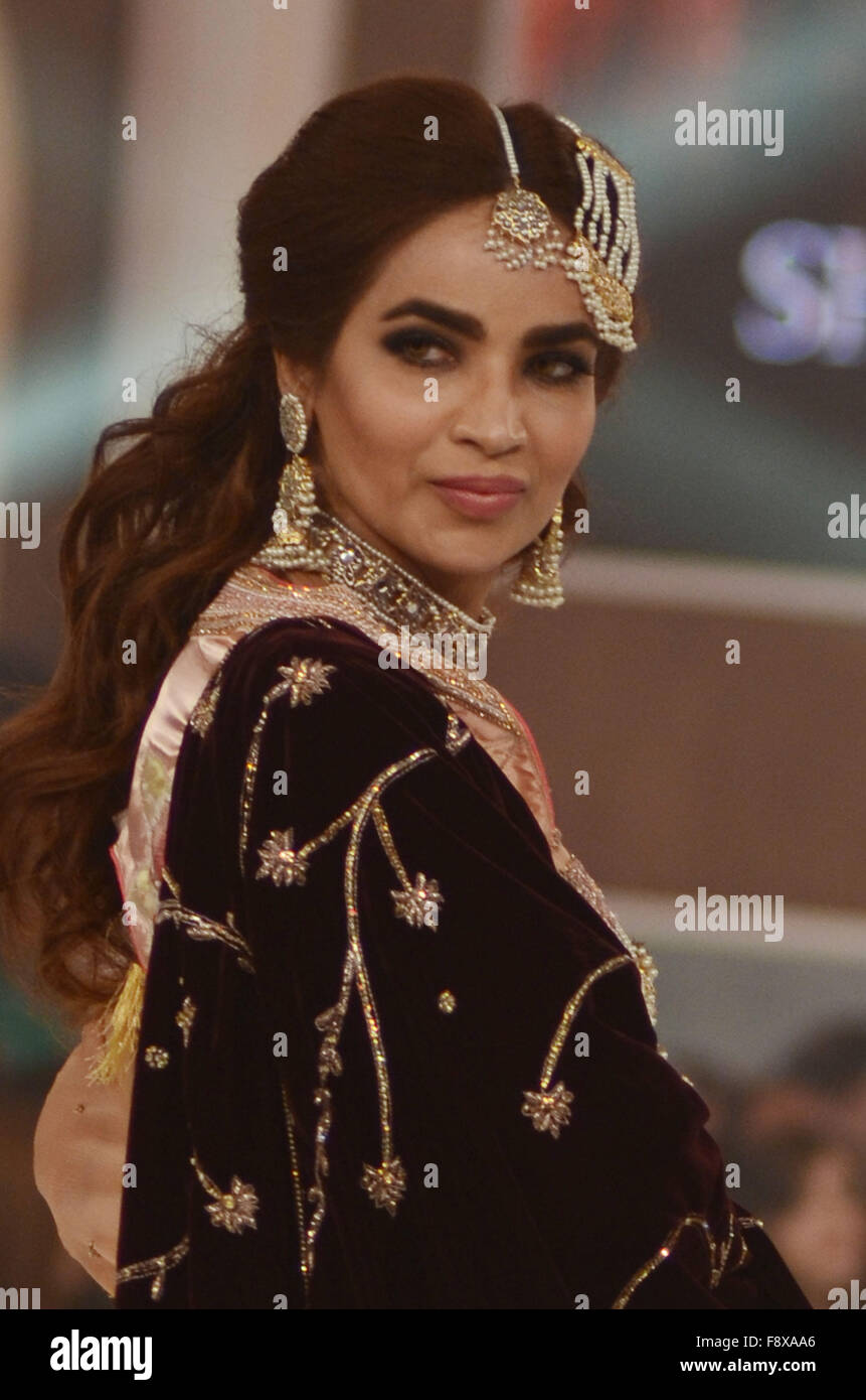Lahore, Pakistan. 11th Dec, 2015. Pakistani models present creations by  famous designer HSY, Shazia Kiyani, Aisha Imran, Zarmisha Dar on the first  day of the Telenor Fashion Bridal Couture Week in Lahore. ©