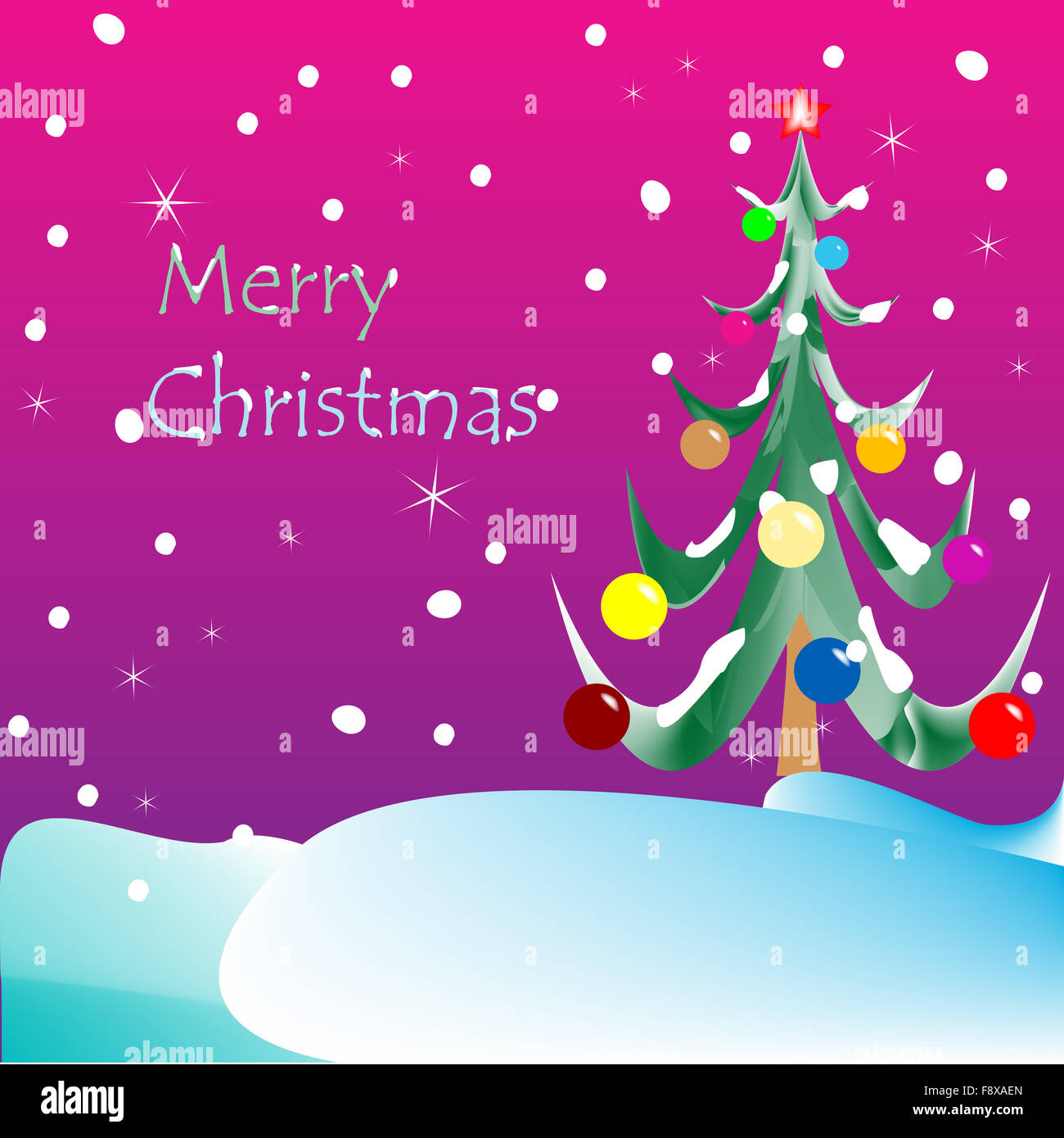 merry christmas card (purple background) Stock Photo