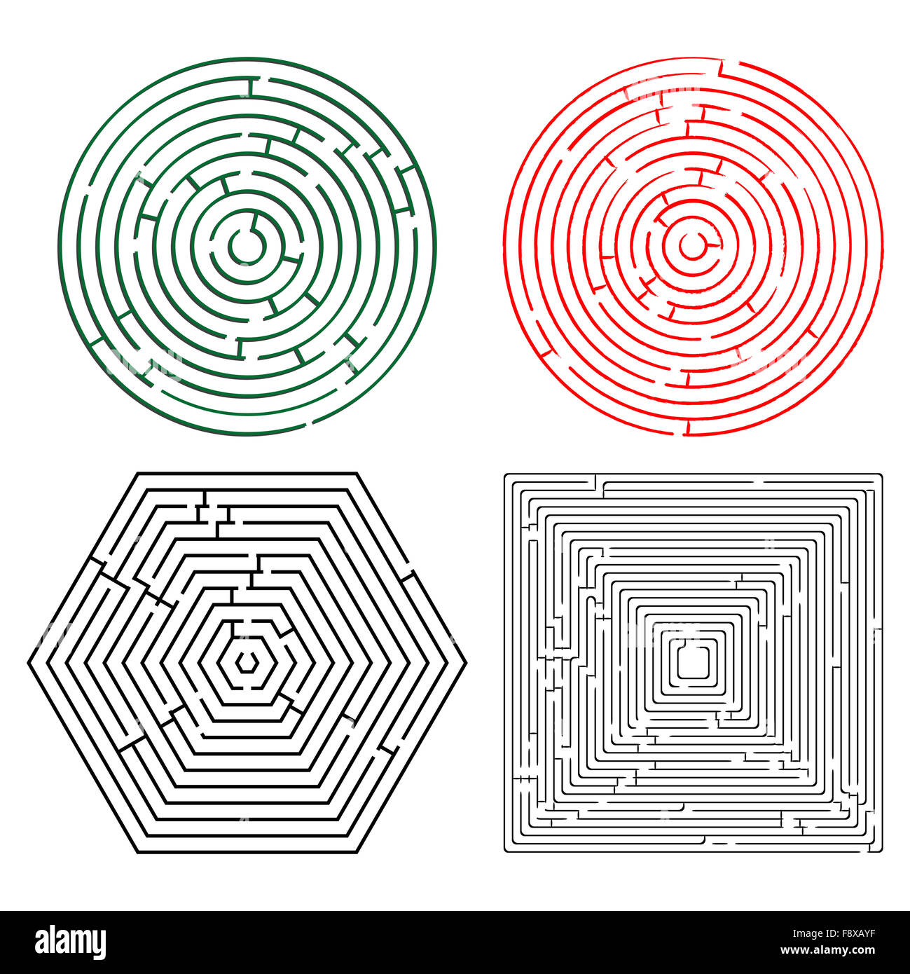 printable mazes collection Stock Photo - Alamy