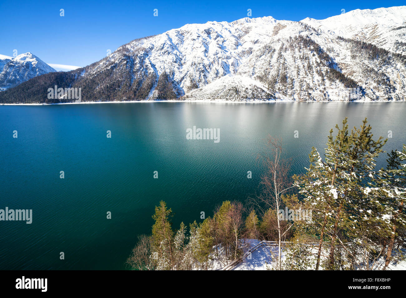 Mountain lake winter landscape. Achensee, Tirol, Austria. Stock Photo