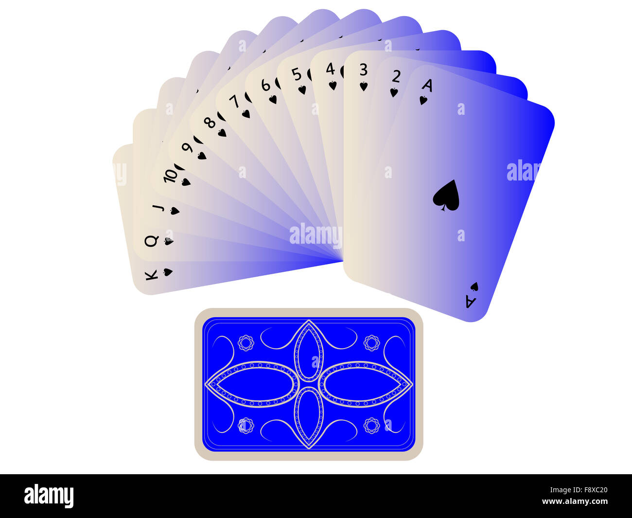 spades cards fan with deck isolated on white Stock Photo