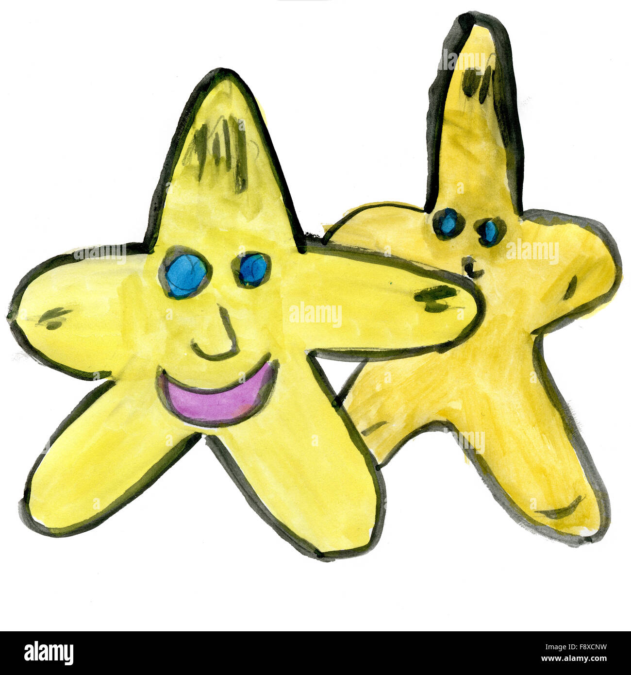 stars with faces isolated on white background Stock Photo - Alamy