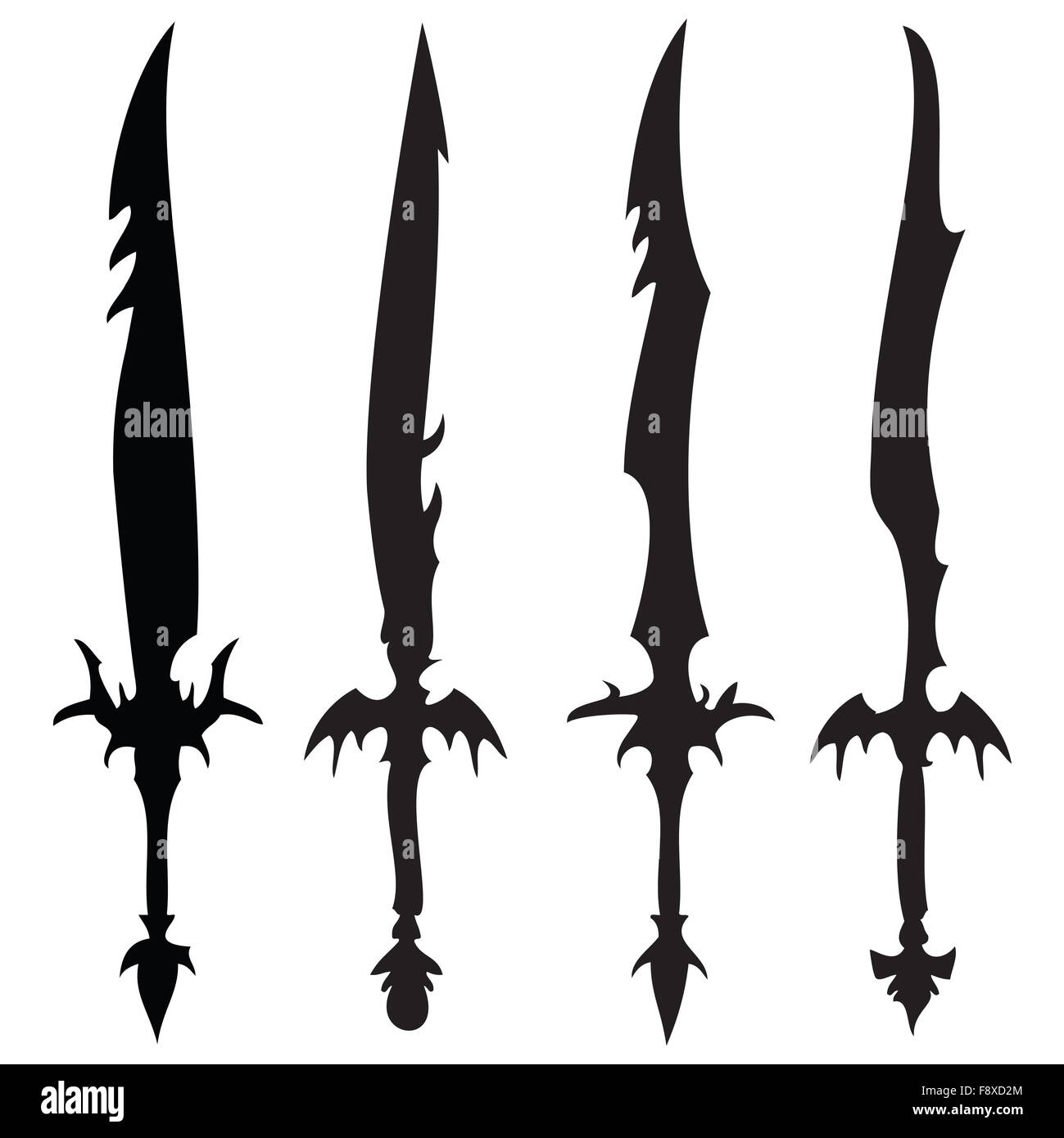 swords silhouettes against white Stock Photo - Alamy