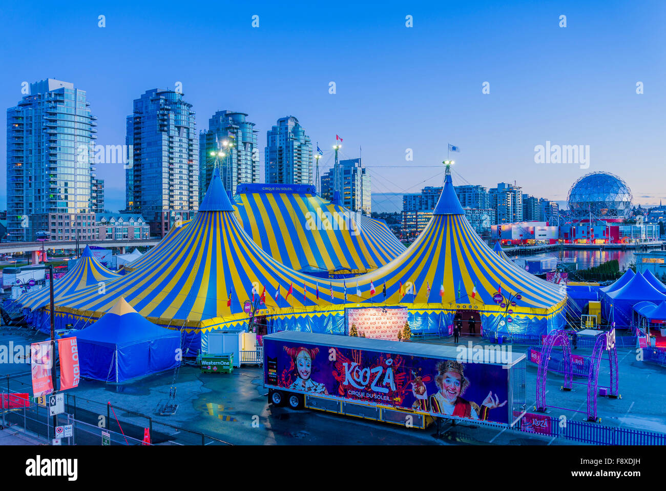 Cirque du Soleil, Kooza big top tents, Vancouver, British Columbia, Canada, Stock Photo