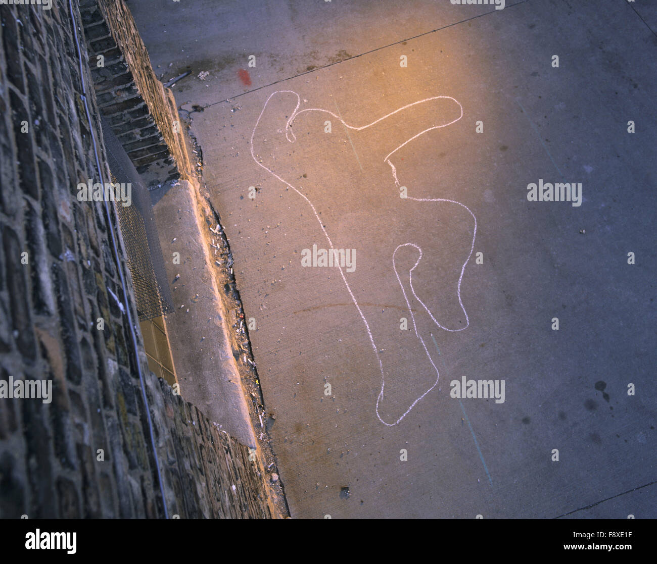 Victim's Chalk Outline Stock Photo
