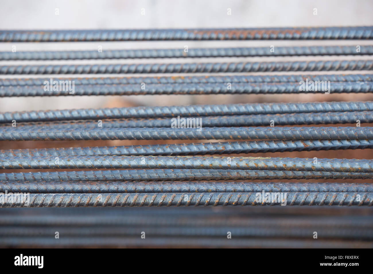 Steel rods or bars used to reinforce concrete for construction Stock ...