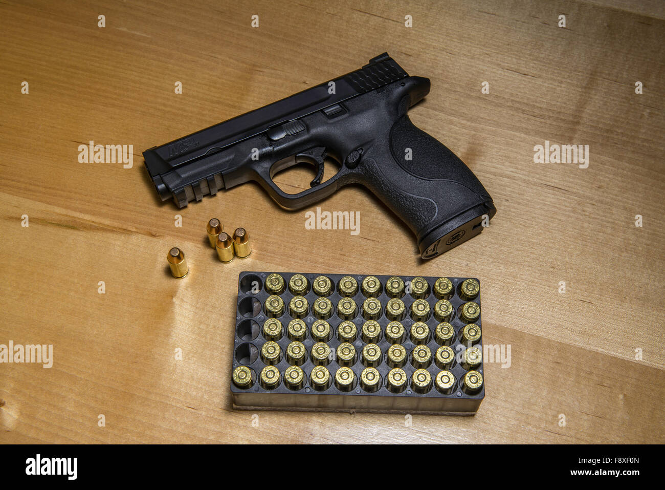 hand gun with American flag Stock Photo