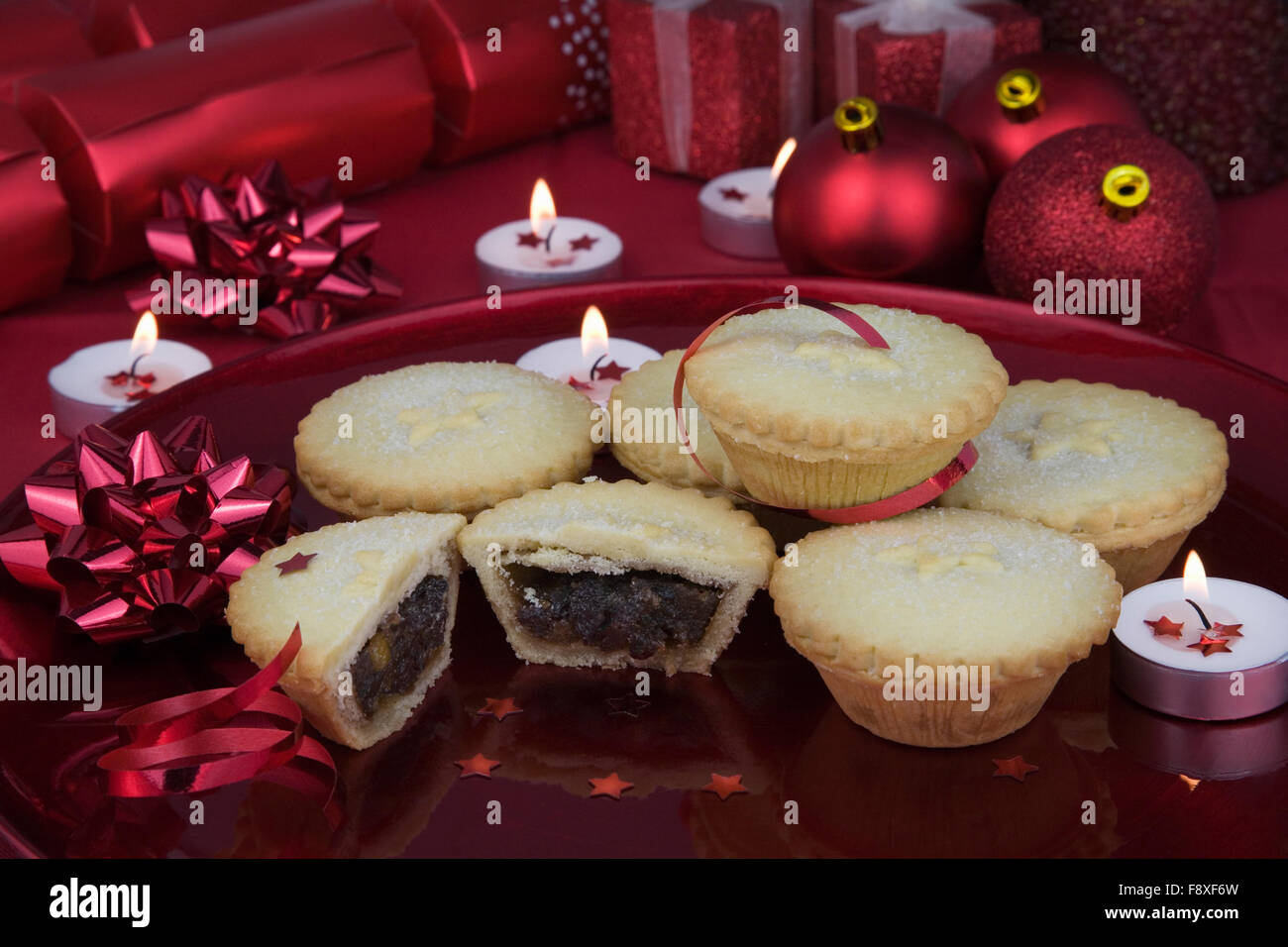 A Plate Full of Christmas Mince Pies Stock Photo