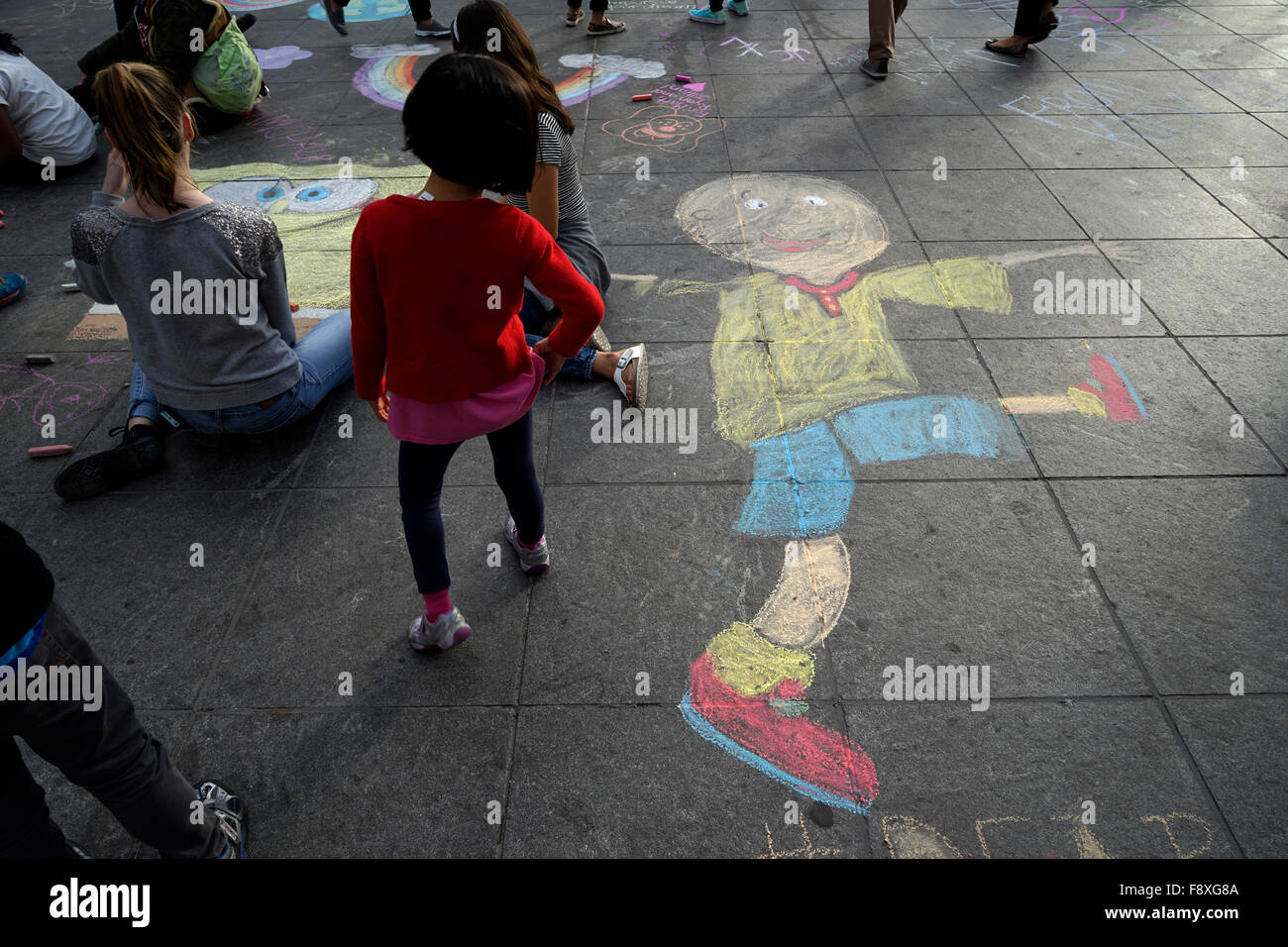 Chalk art made by children on the ground of Washington Square Park Stock Photo 91552618 Alamy