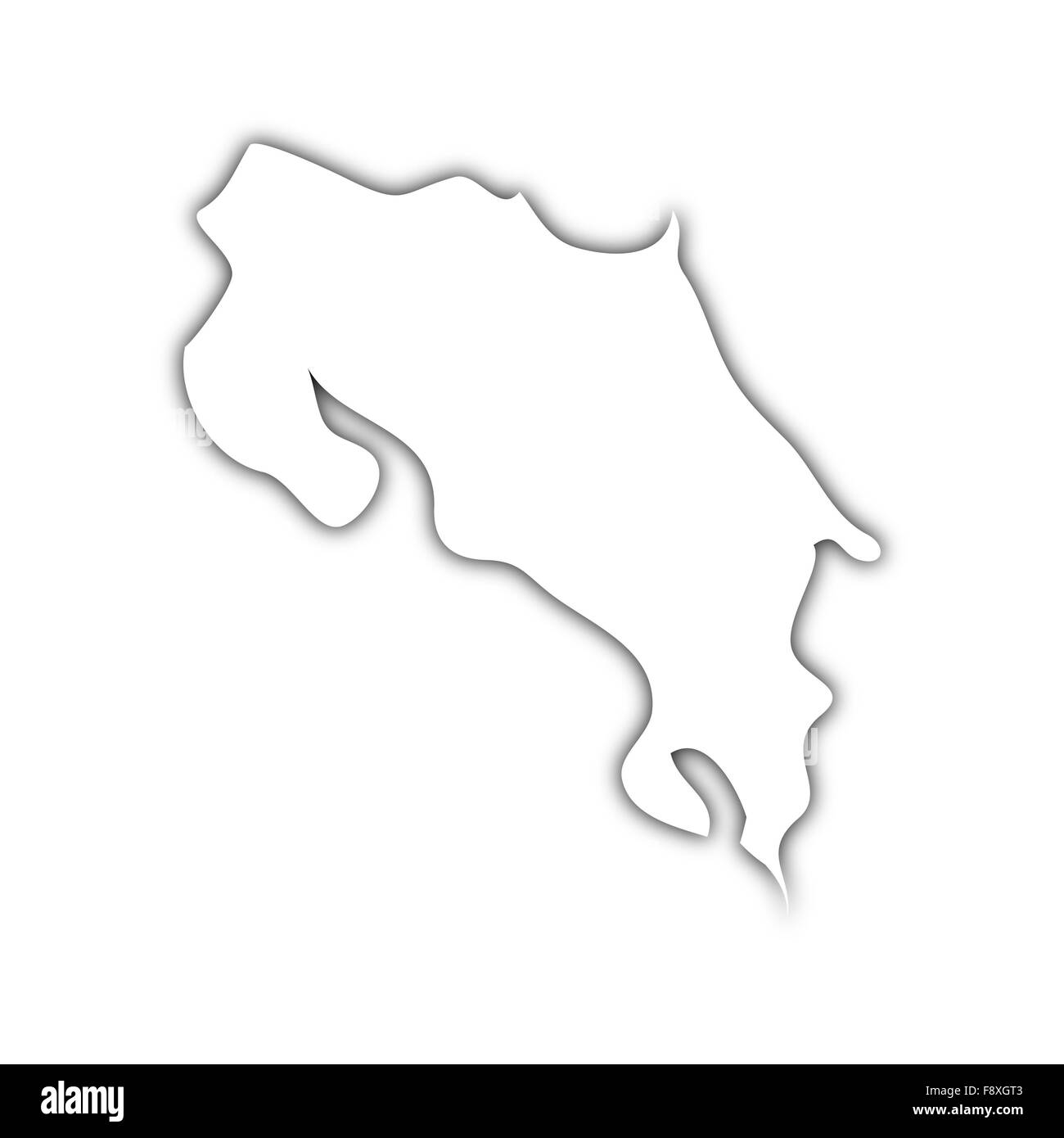 map of costa rica with shadow Stock Photo
