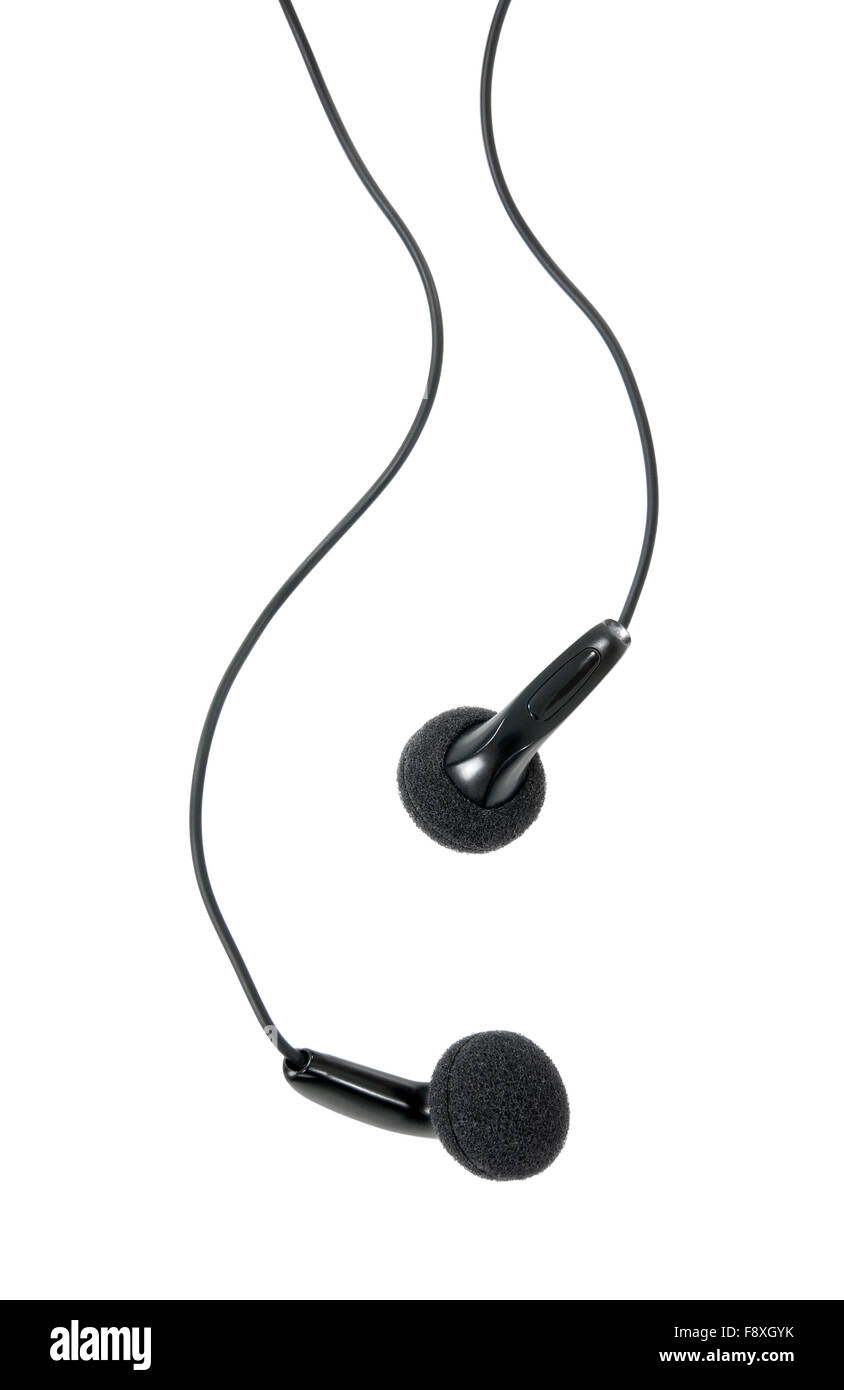 Black earphones Stock Photo