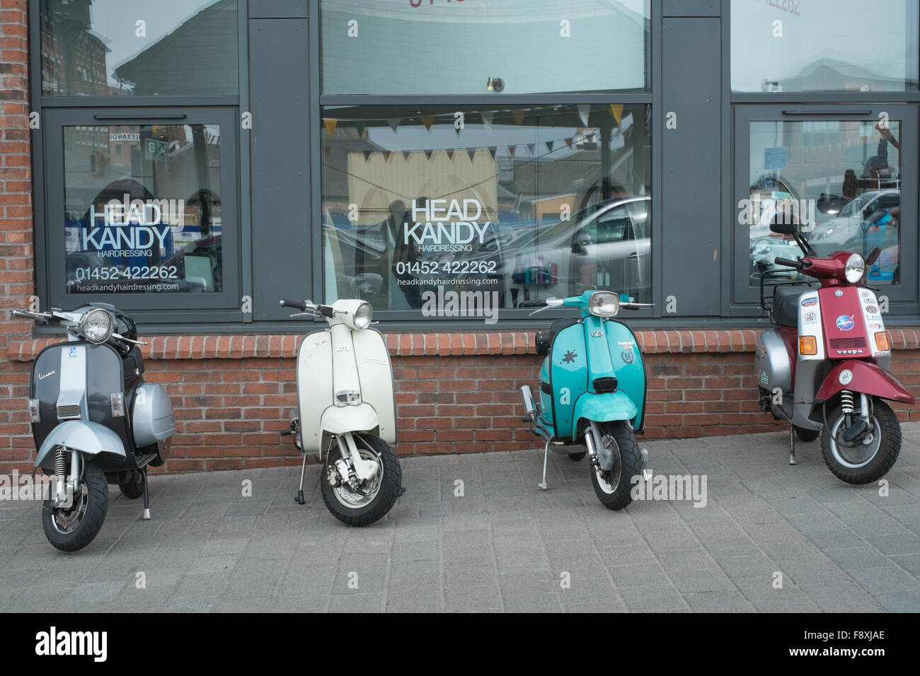 Motor scooters at Gloucester docks Stock Photo Alamy