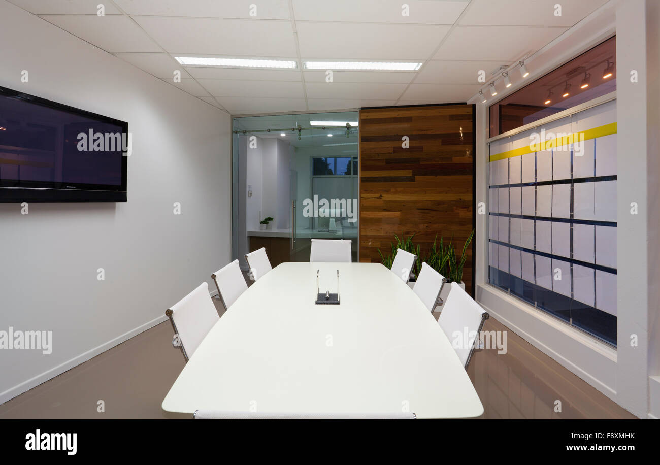 Small Board Room Or Meeting Room In New Office Stock Photo