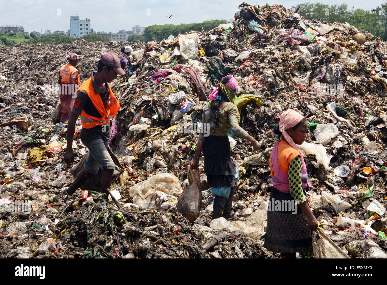 Child waste pickers pick the non biodegradable waste to be used for