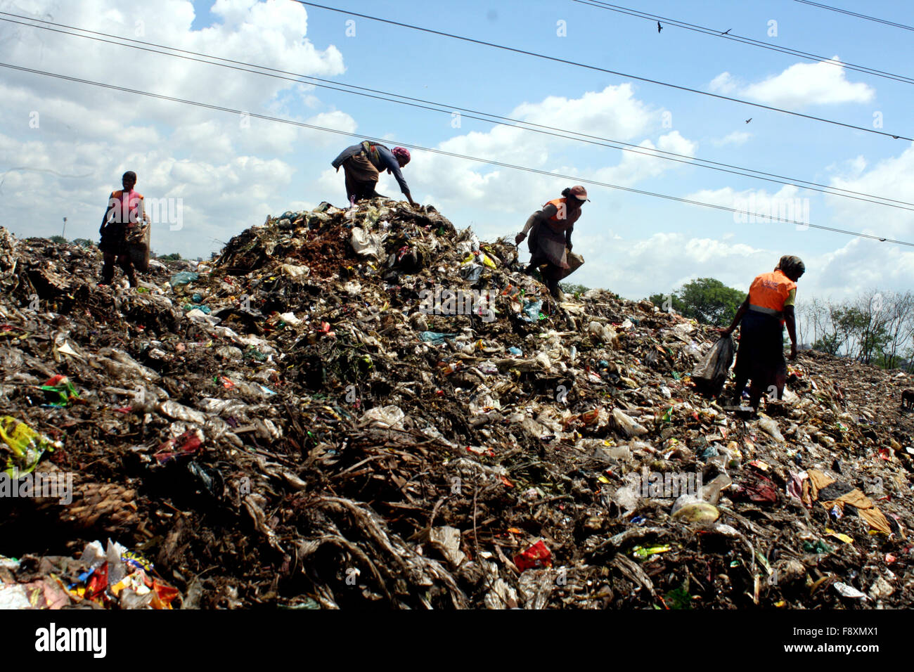 Child waste pickers pick the non biodegradable waste to be used for
