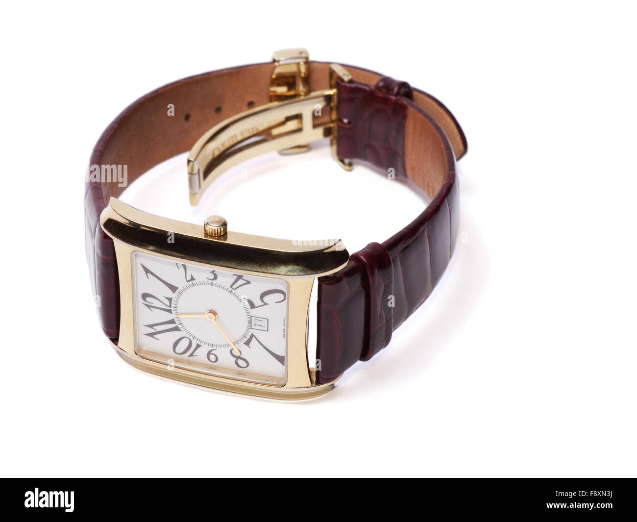 Golden Wristlet Watch isolated Stock Photo