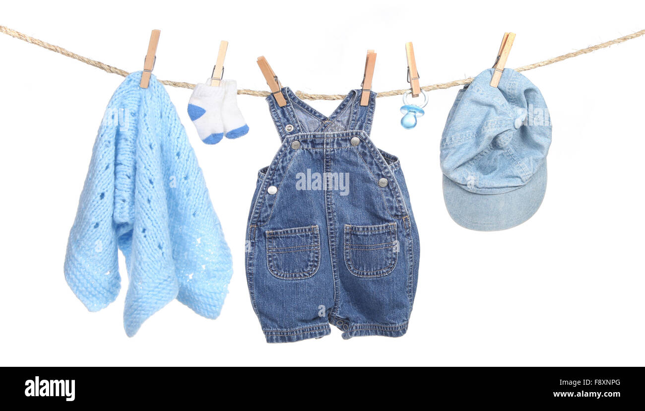 All Boy Clothing Hanging on a Clothesline Stock Photo Alamy