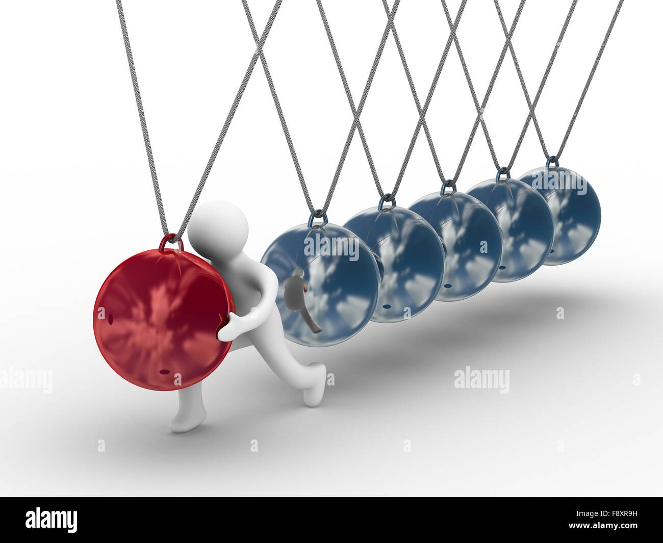 Balancing spheres on a white background. Isolated 3D image Stock Photo ...