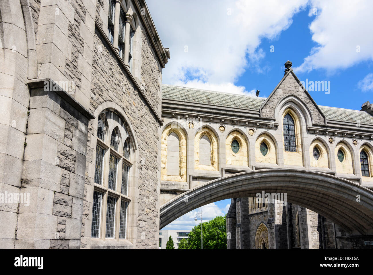 Detail of the covered bridge connecting Christ Church Cathedral and Synod House where Bishops used to meet in Dublin, Ireland Stock Photo