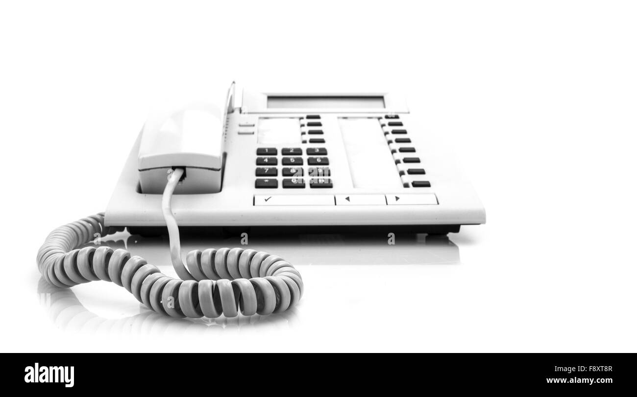 Modern White Office Phone on white background Stock Photo